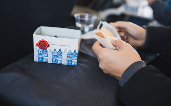 The Shepherd's Wool Utility Cloth as a tray table tablecloth.